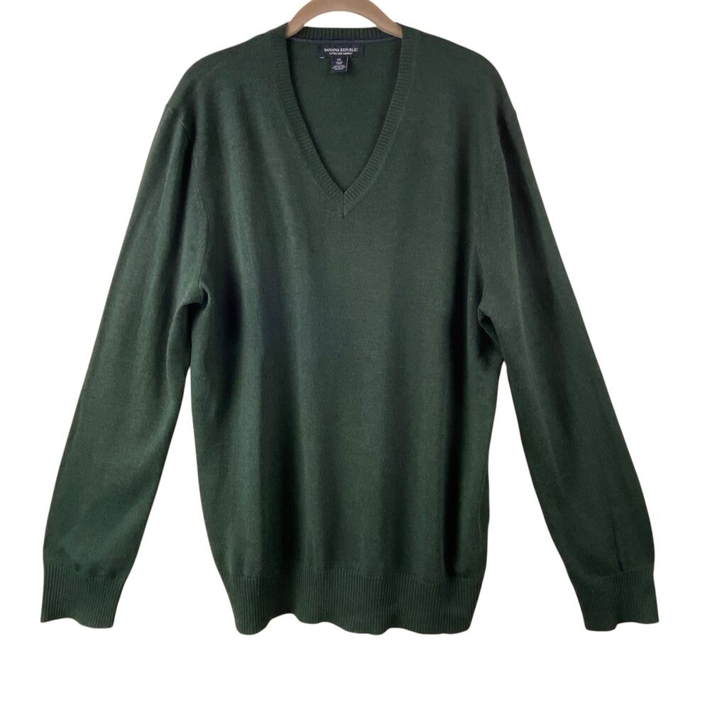 Banana Republic 100% Extra Fine Merino Wool Sweater Size XL Dark Green